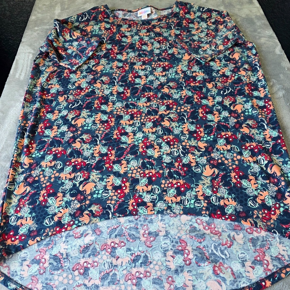Lularoe‎ Disney Minnie Mouse Irma Tunic High Low Tee Peach Red Mint Sz XXS